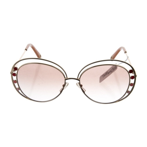 Chloé "Delilah" Metal Aviator Sunglasses - EUC - Retail: $430 - Picture 2 of 6